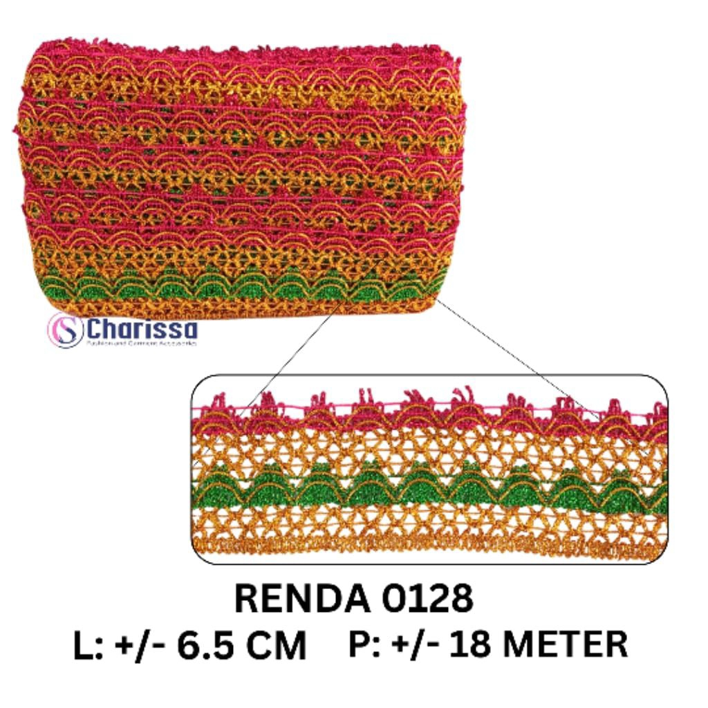 Renda 0128 / renda mas lebar 6.5 cm / renda emas isi +/- 18 meter / renda kombinasi / renda lebar / 