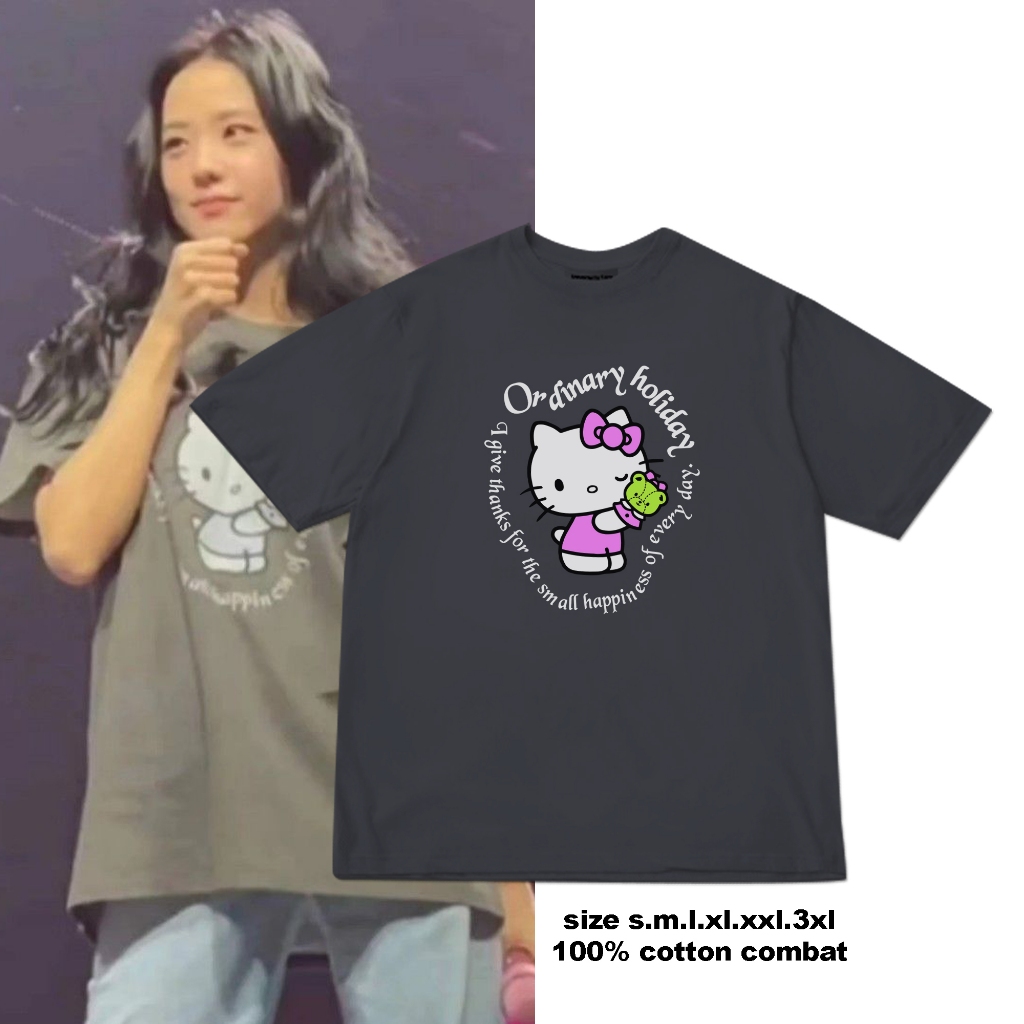 (cod) KAOS korean jisoo blackpink ORDINARY HOLIDAY hell0 kiitty