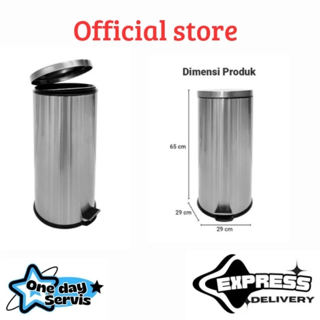 Tempat Sampah 30 Ltr Stainless Slow Close - Silver