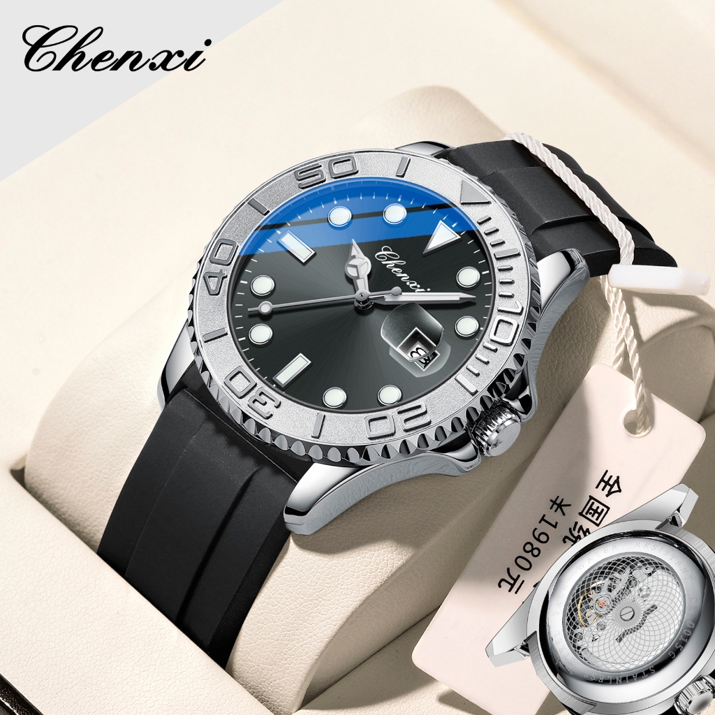 Jam Tangan Pria CHENXI 0015J otomatis Analog Original Rantai anti air Terbaru Fashion Simple Keren S