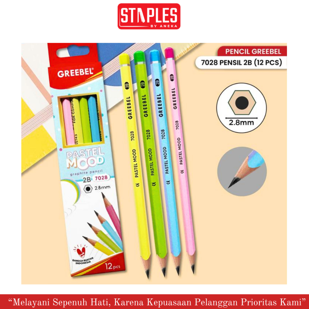 

Greebel Pensil Pencil 2B Pastel Mood 7028 / Pensil Kayu Lucu Karakter Pastel / Pensil Ujian