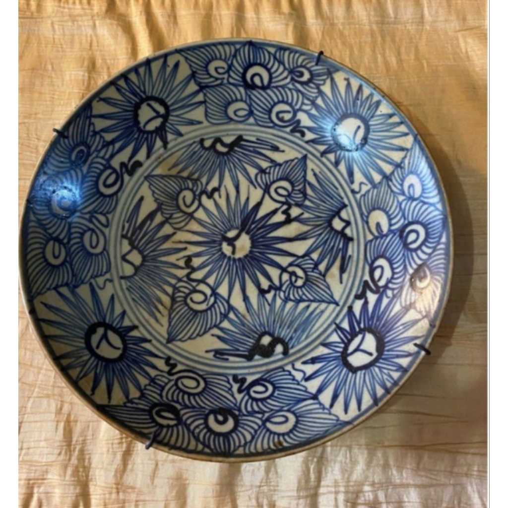 PIRING PORSELEN KUNO ANTIK UKURAN 22 CM DINASTI QING BARANG ASLI MULUS