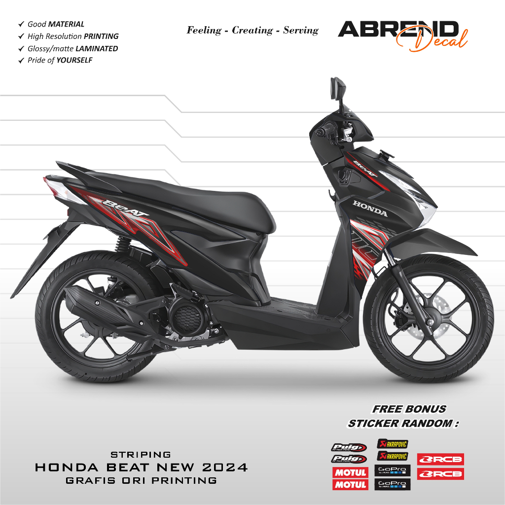 Abrend Decal - Stiker Striping Lis Les Polet Body Motor BEAT FI CBS 2024 Grafis Vustom Variasi / Sti