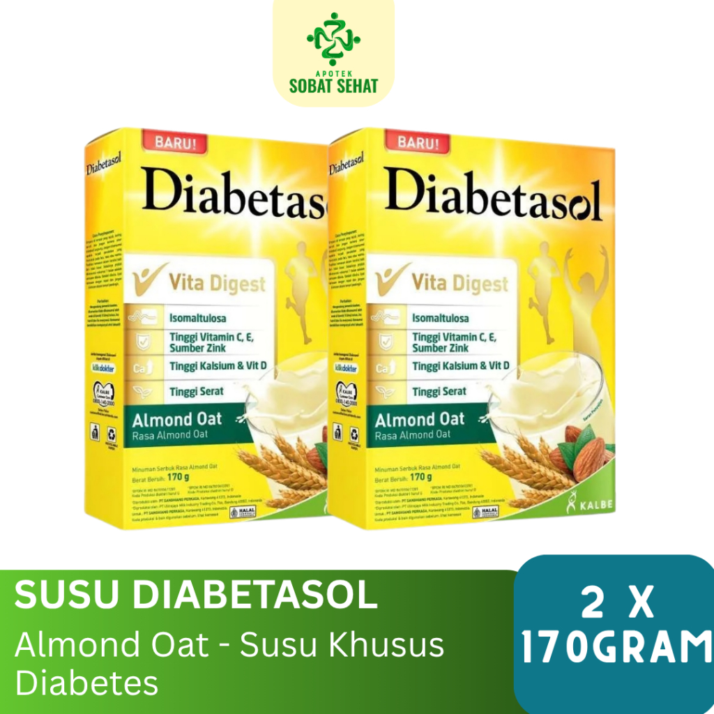 

[PAKET HEMAT DIABETASOL] - Diabetasol Susu Rasa Almond Oat 170 Gram - 2 BOX