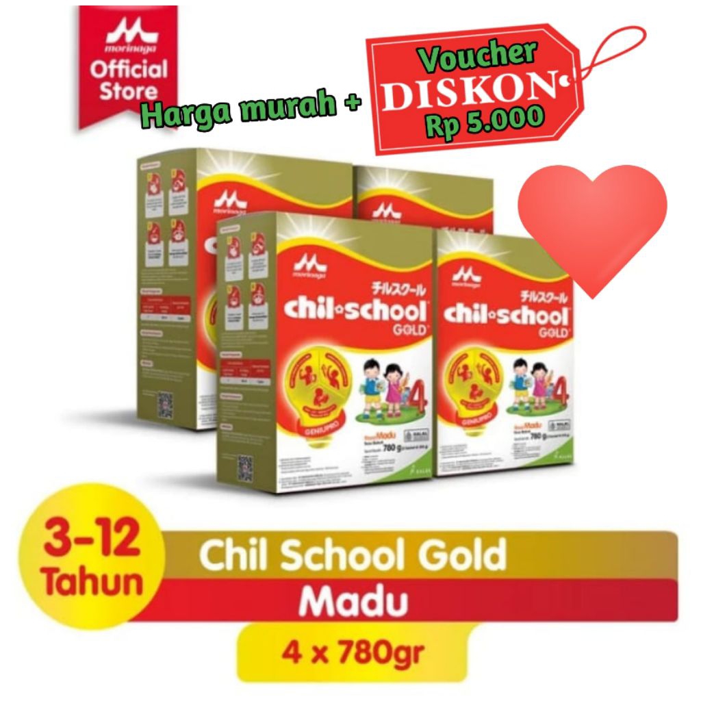

paket 4 box Morinaga Chil school Geniupro Madu 780 gr