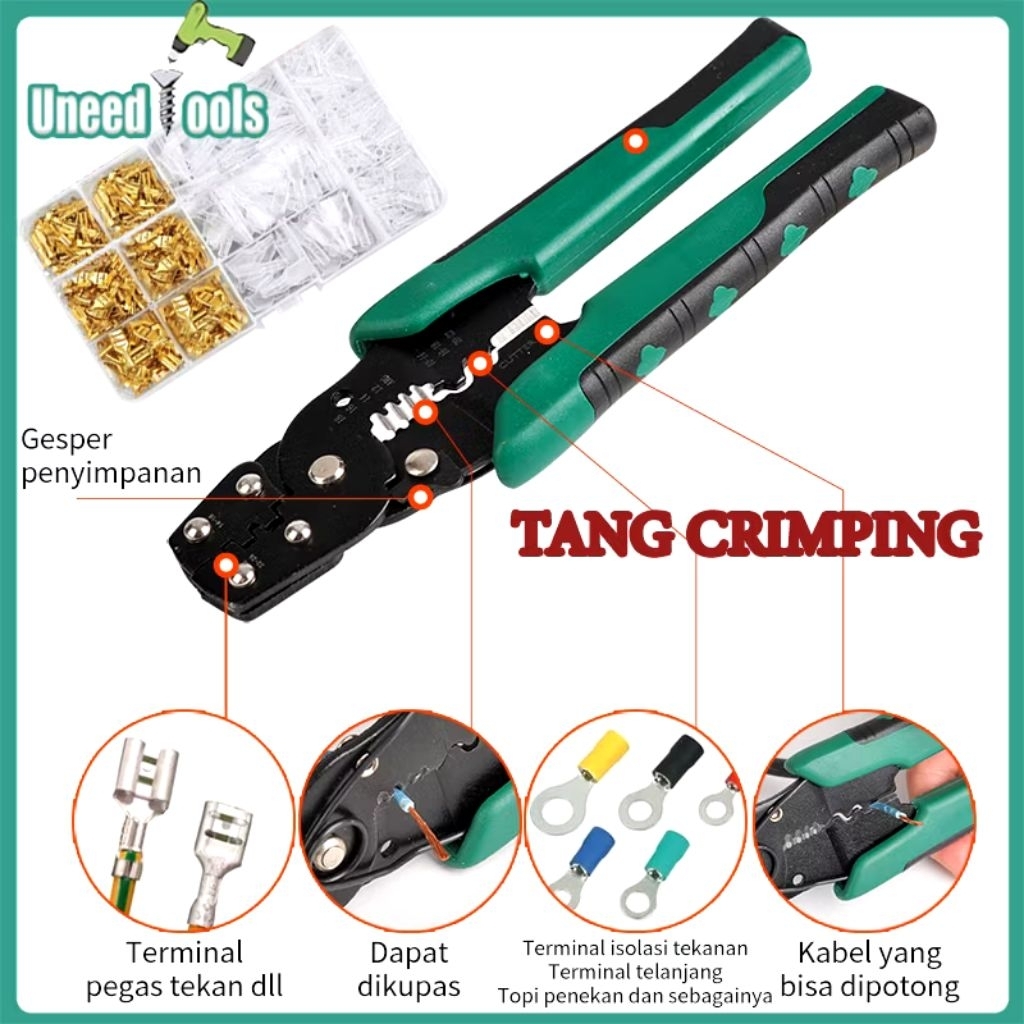 Tang Crimping 3in1 Kupas Kabel Press Tang Skun Scun 8 Inch