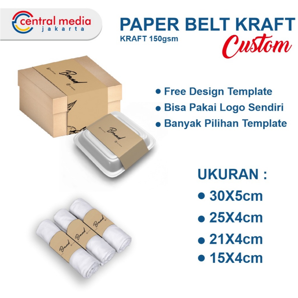 

50 Pcs Paper Belt Kraft Custom Roll Produk Roll Hijab Label Box Sabuk Kertas Sleeve Bento