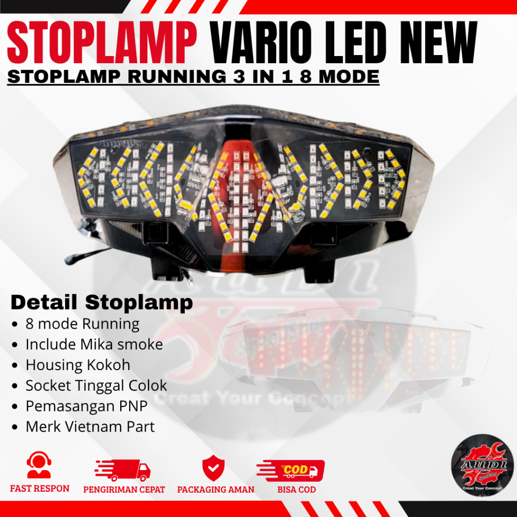 STOPLAMP RUNNING VARIO 125 150 LED NEW 2018-2024 STOPLAMP BELAKANG LED NEW STOPLAMP RUNNING 8 MODE