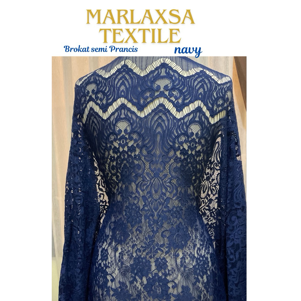 KAIN BROKAT PREMIUM / CORD LACE PANEL SEMI PRANCIS | NAVY