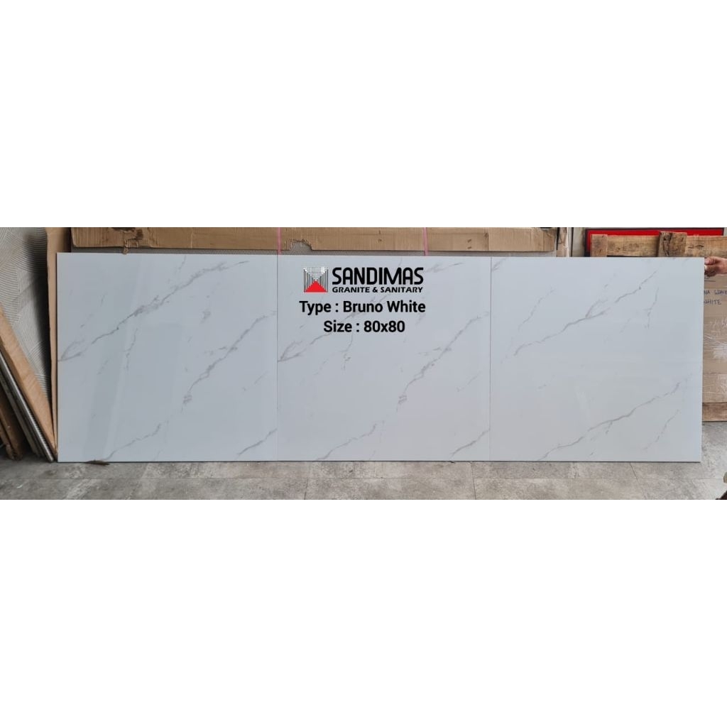 GRANIT MURAH 80X80 SANDIMAS BRUNO WHITE PREMIUM PACKAGING EUROGRESS GLAZED POLISH