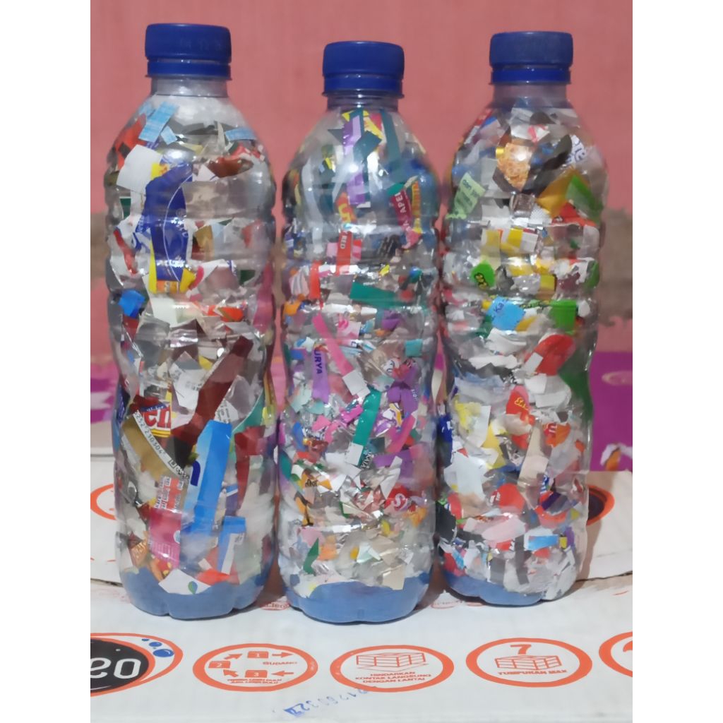 Ecobrick botol Aqua 600 ml berat 200 gram