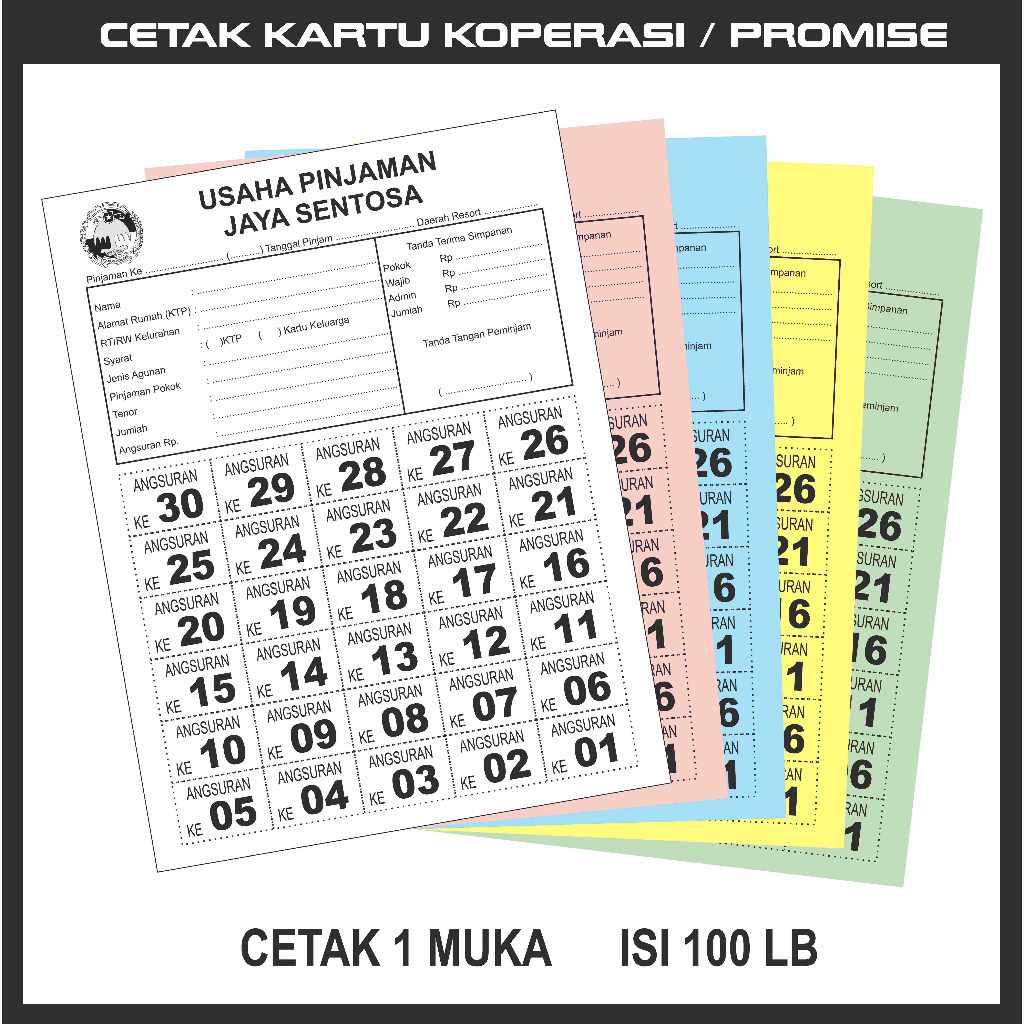 

Cetak Kartu Koperasi/ Cetak Promise Koperasi/Isi 100 Lembar