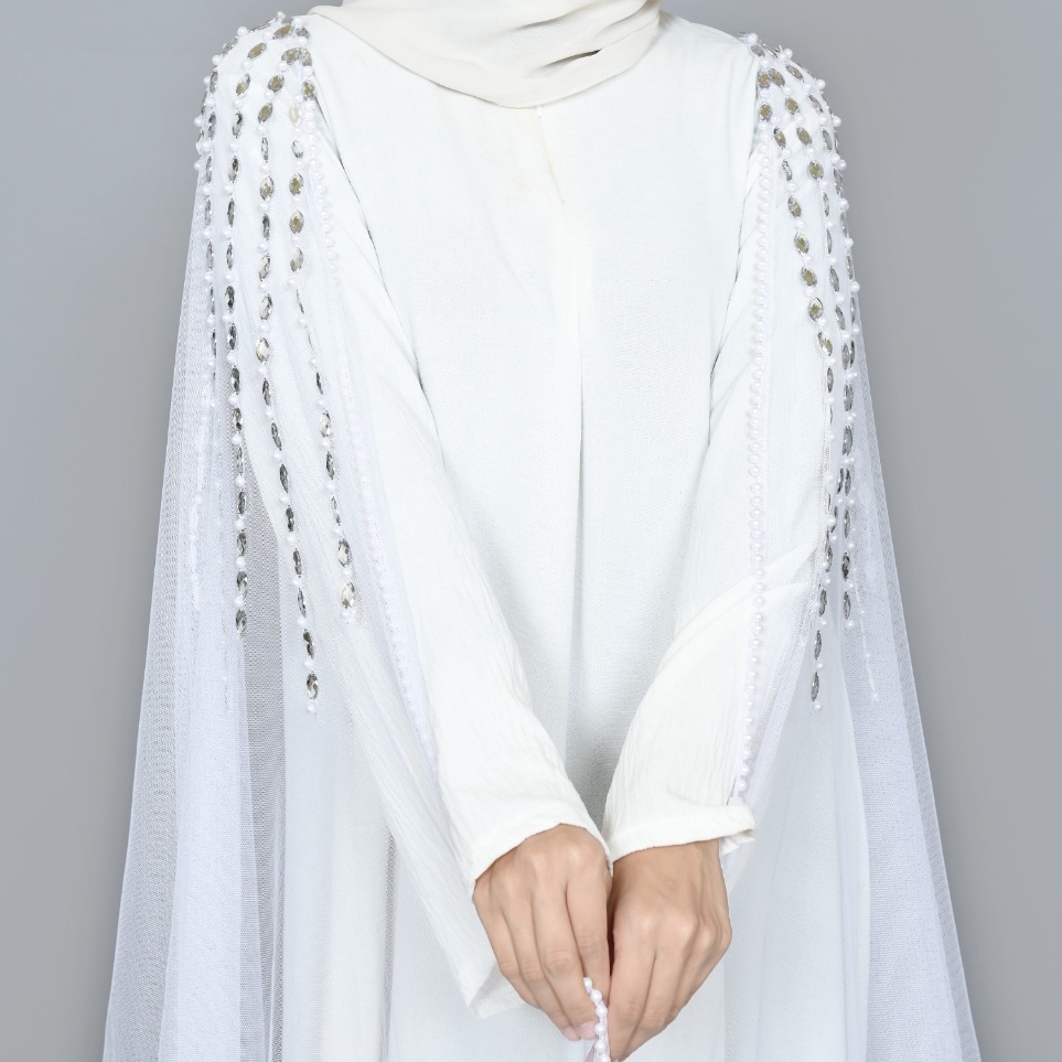 KODE B19A Hiasan Baju Pengantin Jubah Pengantin Elegan Handmade Mutiara