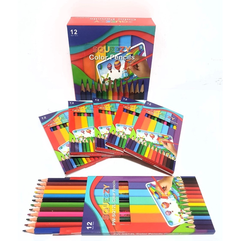 

KODE I44W Harga Grosir per kotak isi 12 Packs Pensil Warna Color Pencil Panjang 12 warna