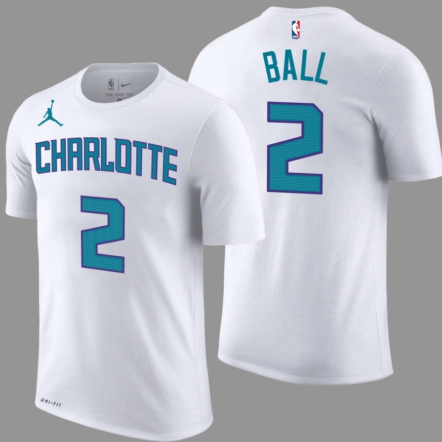 KAOS BAJU TSHIRT NBA CHARLOTTE HORNETS 2 LAMELO BALL PUTIH  BAJU BASKET PRIA WANITA KODE X8U3