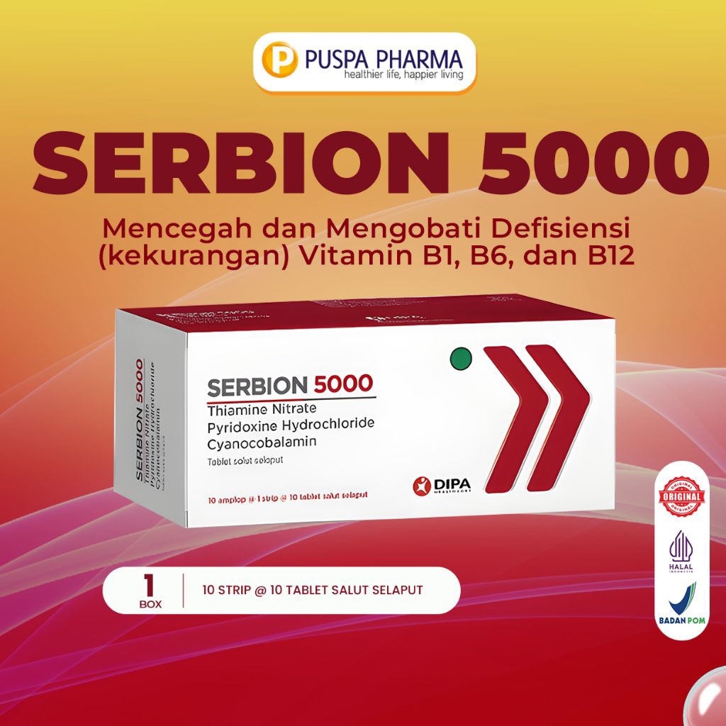 Serbion 5000 - Vit B1 100 mg, Vit B6 100 mg, Vit B12 5000 mcg