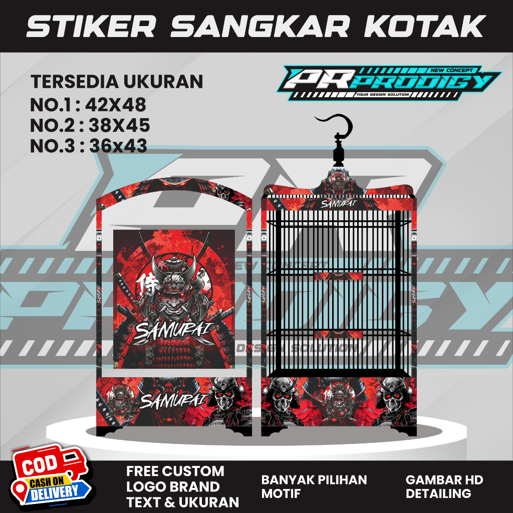 Stiker Decal  Sangkar Burung SAMURAI BRUTAL / Sangkar Koper / Sangkar Kosan