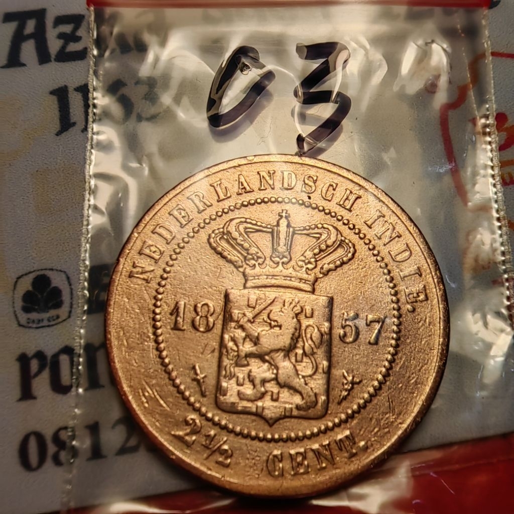 2,5 sen benggol tahun 1857 utuh sesuai foto no 03