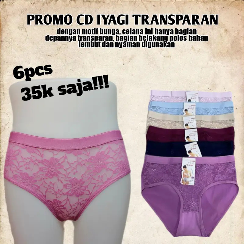 6PCS celana dalam wanita transparan depan bahan katun / dalaman wanita dewasa / cd wanita / 3317