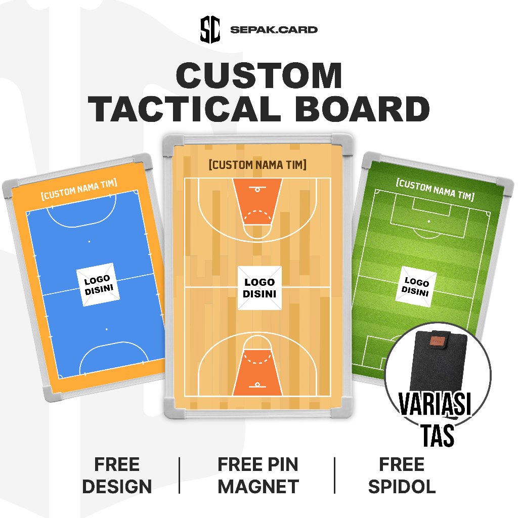 CUTSOM PAPAN STRATEGI FUTSAL BASKET SEPAK BOLA BADMINTON | PIN  MAGNET FUTSAL BASKET SEPAK BOLA