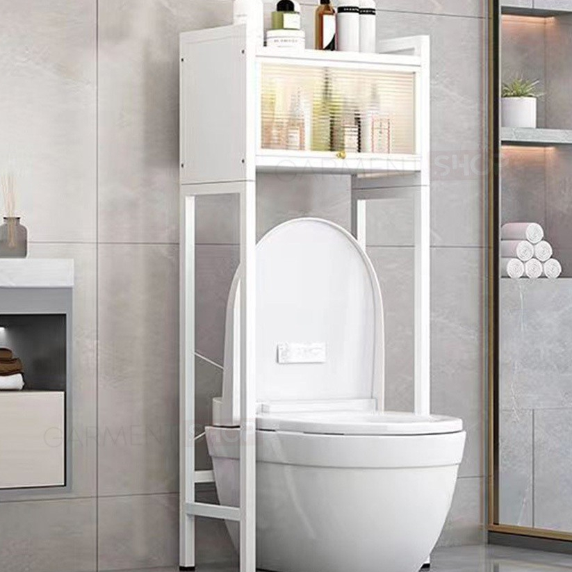 CORNEL STORE Rak Toilet Besi Stainless Steel Lemari Kamar Mandi Tertutup Atas Kloset Tempat Sabun Sh