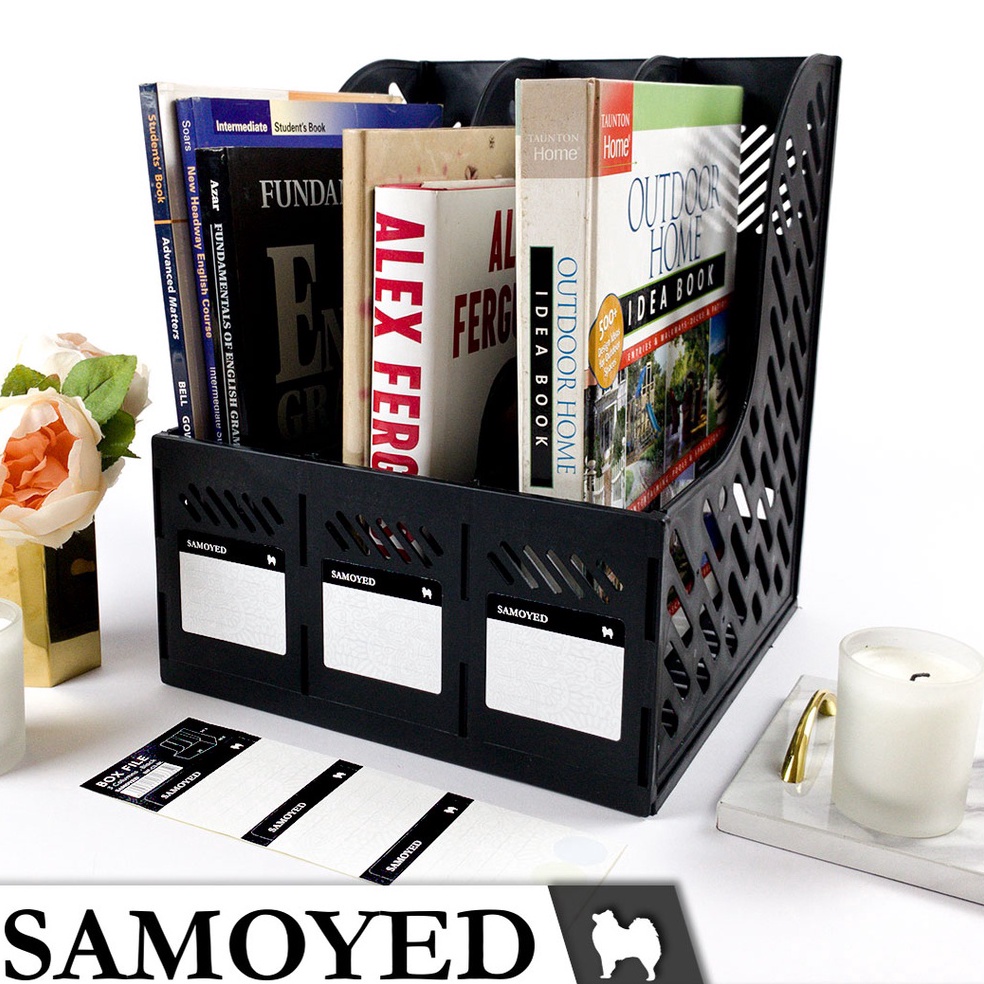 

KODE X78I Tempat Kotak Keranjang Rak Plastik Dokumen Majalah Magazine Box File 3 Columns Kolom Kotak Sekat Susun Samoyed BXFC3
