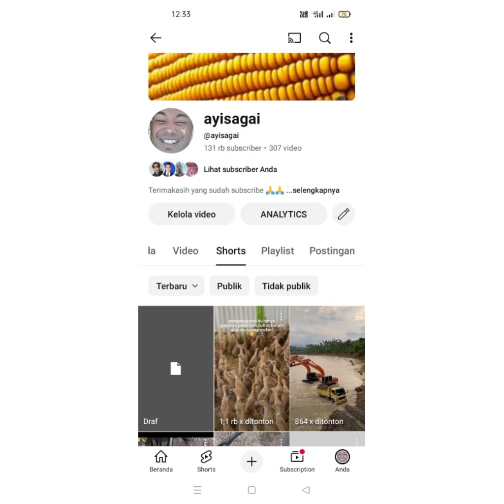 AKUN YOUTUBE FRESH 100 RIBU SUBSCRIBER