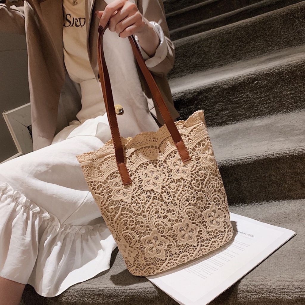 Tas Bahu Jinjing Wanita Import Tas Shoulder Bag Cewek Renda Shopping Bag JJS 8004