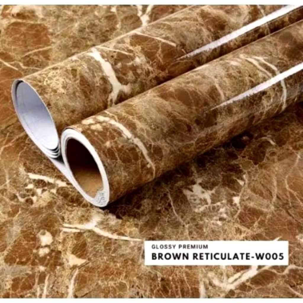 WALPEPER DINDING MOTIF MARMER COKLAT