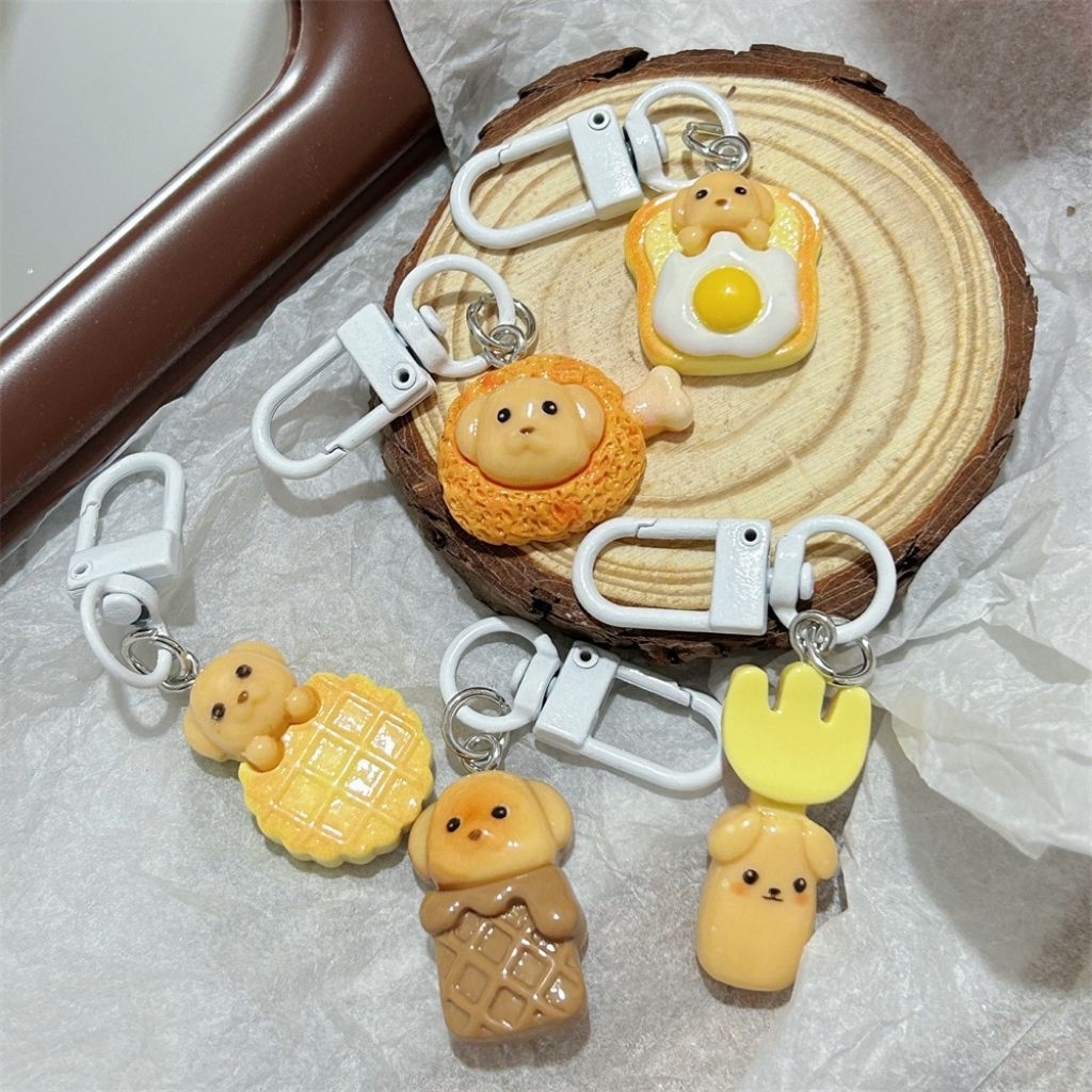 [097] GANTUNGAN KUNCI LUCU BENTUK HEWAN LUCU ANJING KECIL DOGGIE DOGGY MAKANAN SNACK GANCI RESIN GAN