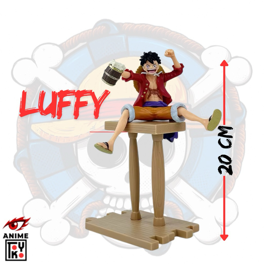action figure Luffy duduk kursi