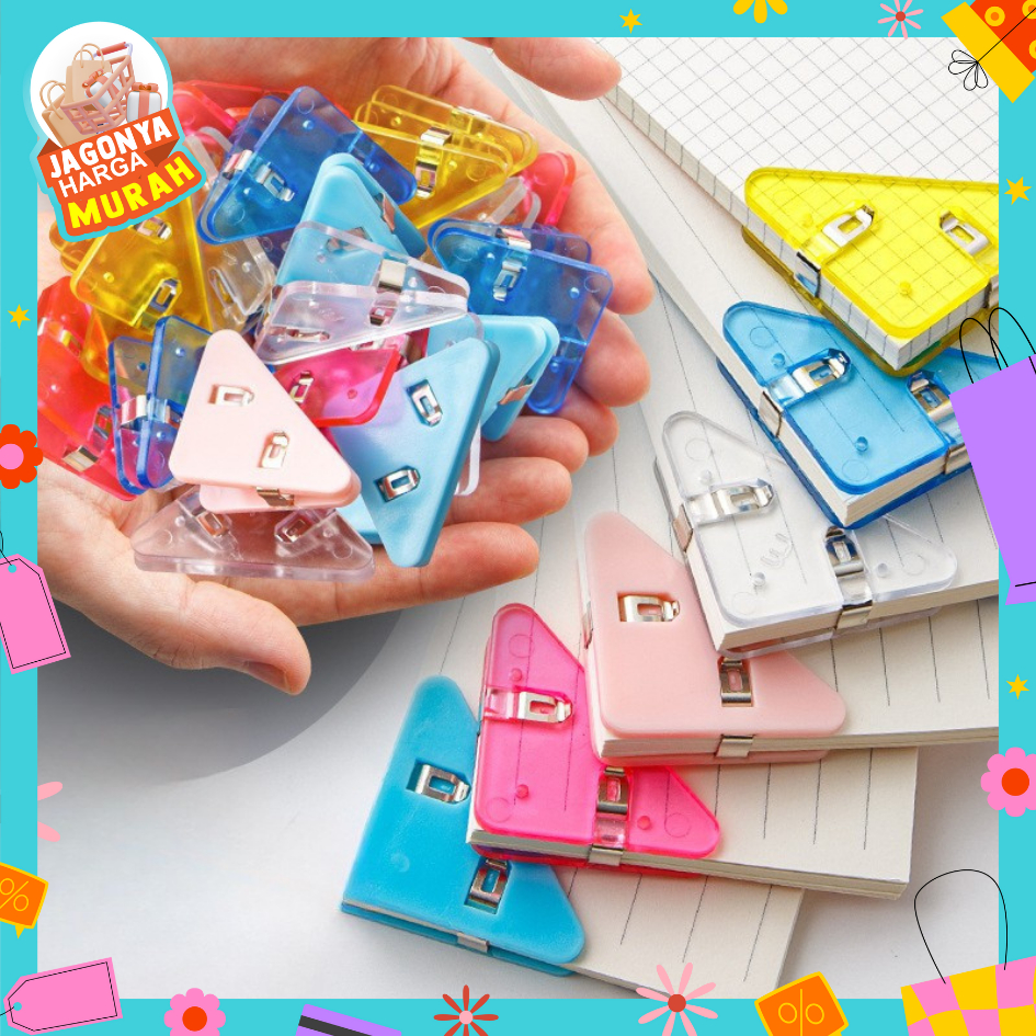 

JHM Paper Clip Segitiga Warna-Warni Klip Sudut Penjepit Buku Akrilik Penjepit Kertas Binder Plastik Clips Book & Paper Corner Perlengkapan Kantor Sekolah t