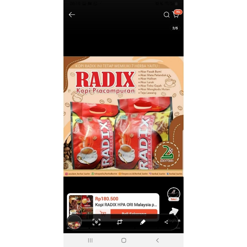 

Kopi Radix ORI HP*A Malaysia atau pelopor kopi herbal di Indonesia