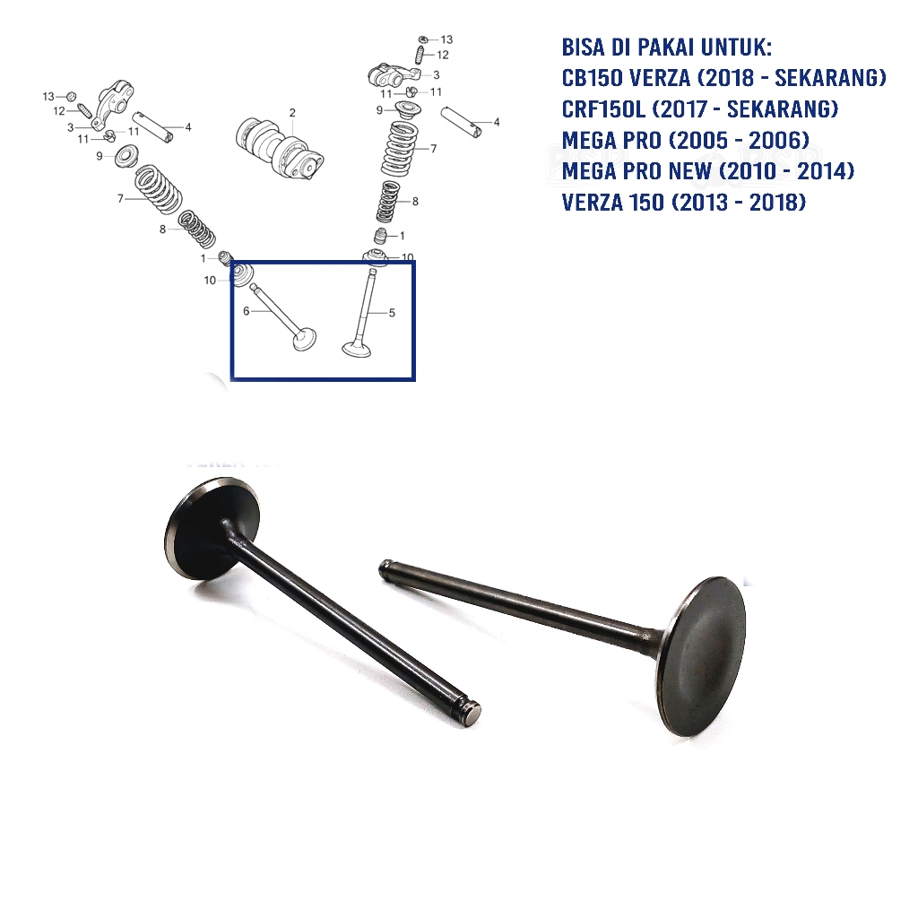 Klep Set Megapro New Mono (Set Isi 2) - Payung Klep Kelep Valve Set In Ex Honda CB150 Verza Versa