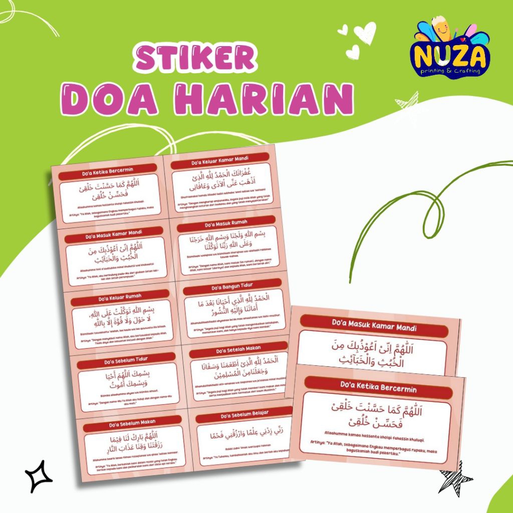 

STIKER DO'A HARIAN ISI 10pcs UKURAN Kecil 10x5cm By NUZA / BAHAN TAHAN AIR