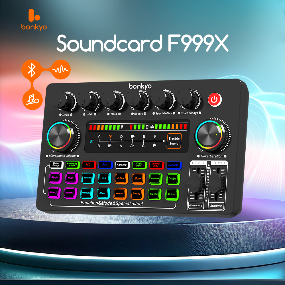 PWRFM BONKYO F999MAX&F999X SOUND CARD BLUETOOTH LIVE SOUNDCARD F999MAX SOUNDCARD AUDIO LIVE MIXER