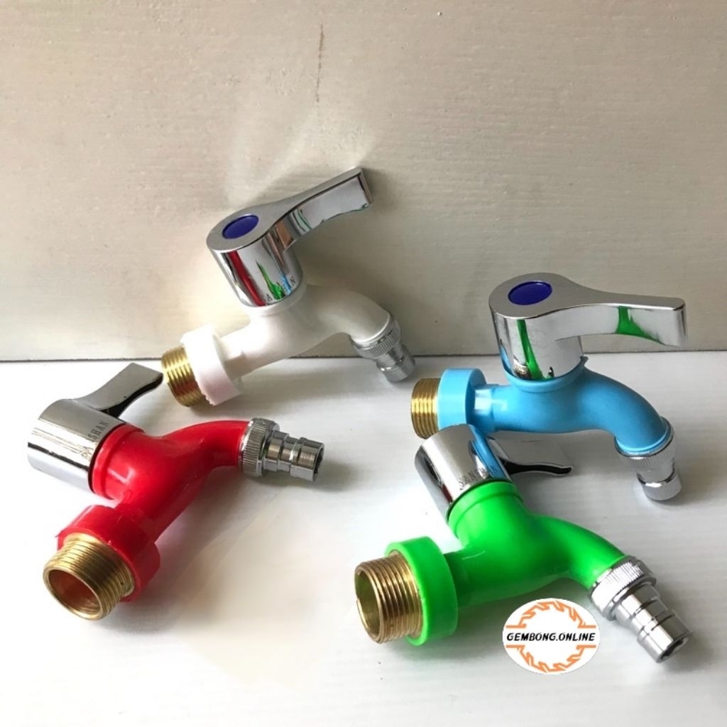 Kran Air PVC 3/4" Drat Kuningan Kualitas bagus - Kran Ujung Panjang 3/4 inch