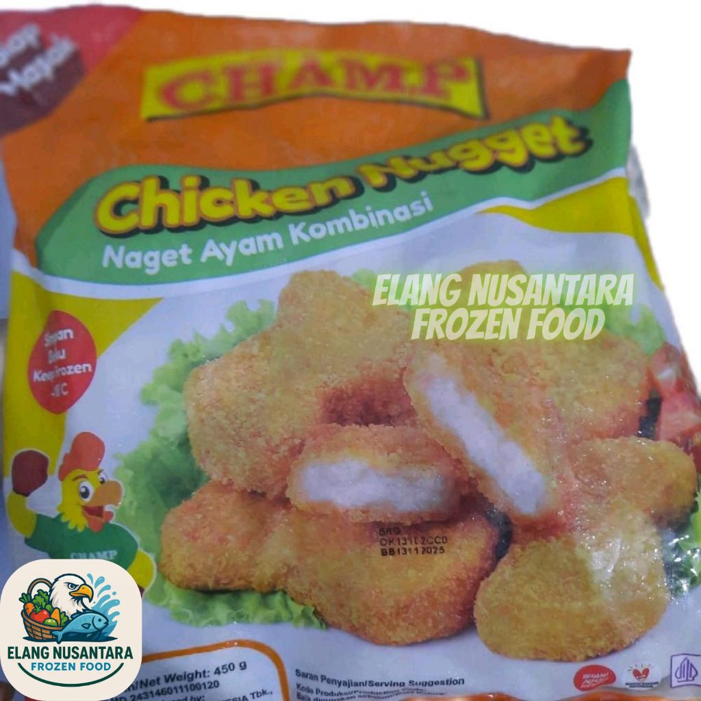 

Champ Cruncy Nugget Ayam 225gr - Food Frozen Pedas Instan Daging Pedas Naget Ayam Kombinasi 450g - Seafood, Meat, Makanan