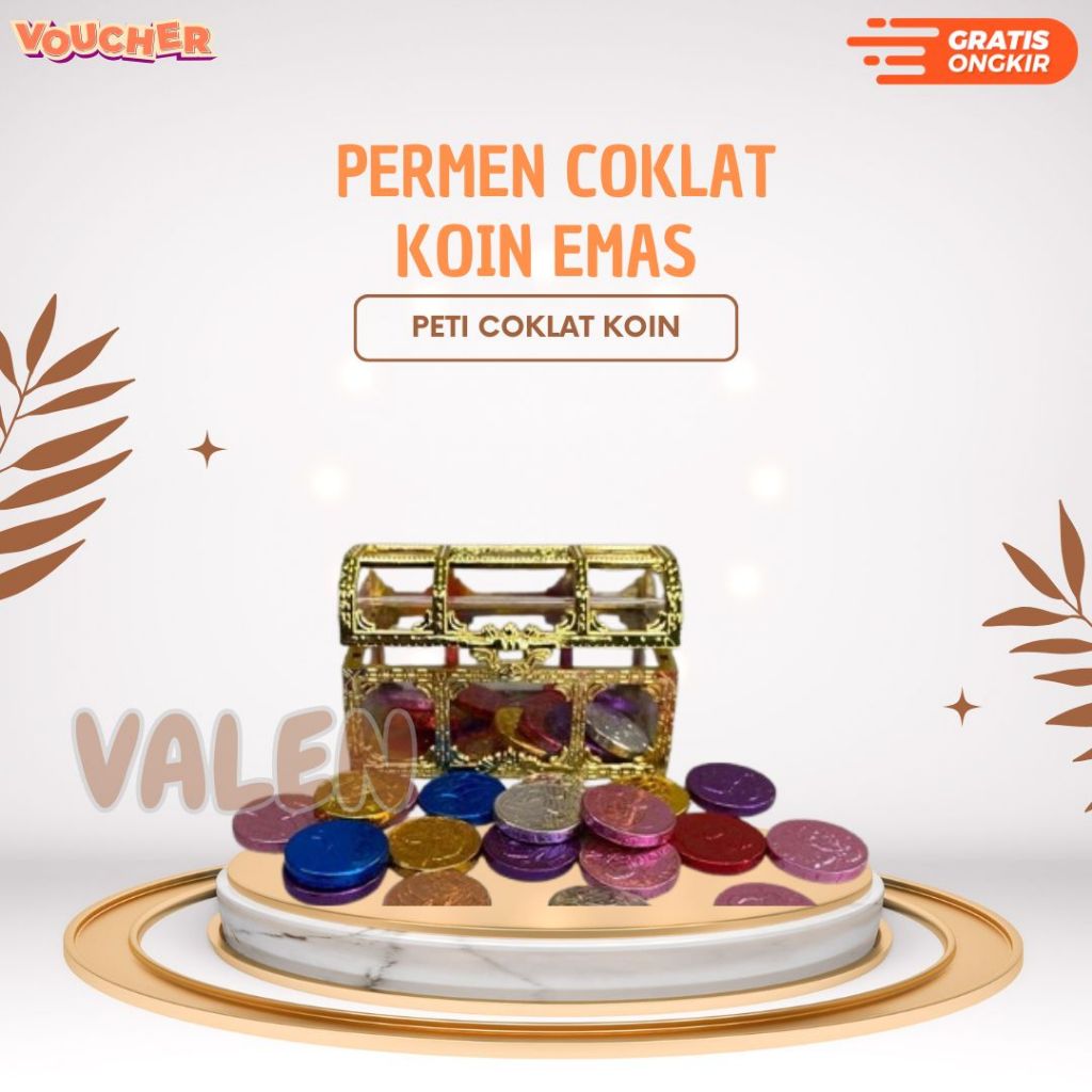 

Permen Coklat Koin Emas Warna-Warni/ Peti Cokelat Koin