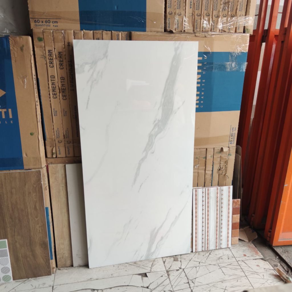 Granit lantai 60x120 putih motif matera white sunpower