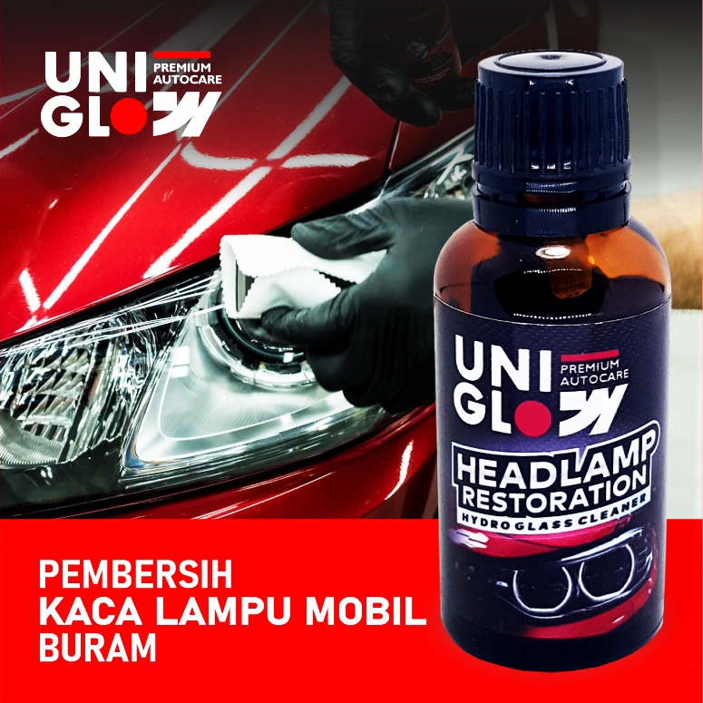 Uniglow Autocare - Cairan Pembersih Kaca Lampu Kendaraan Mobil Buram & Kusam Ampuh