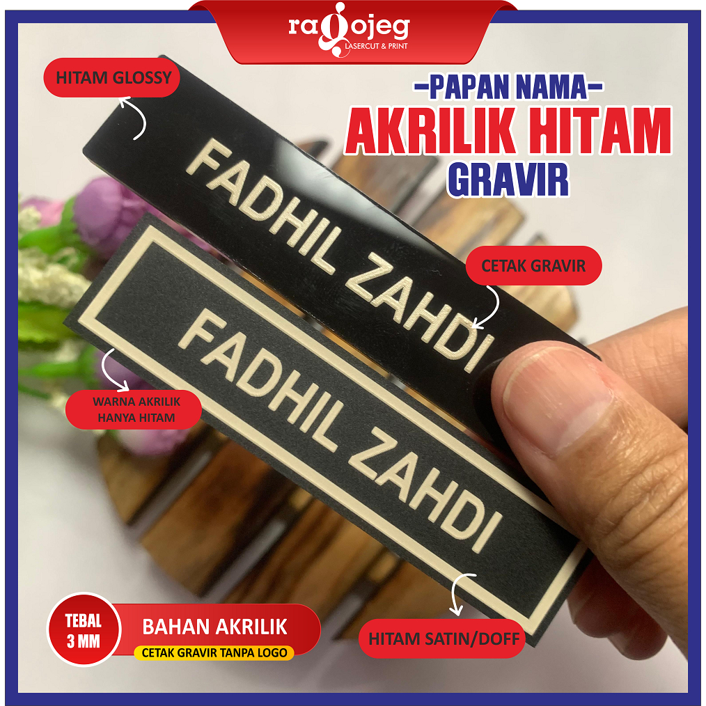 

PAPAN NAMA AKRILIK NAMA DADA AKRILIK NAMETAG AKRILIK HITAM GRAVIR