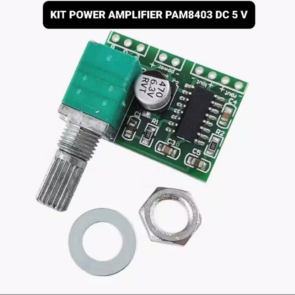 Kit Power PAM8403 + POTENSIO Class D 2x3 Watt Stereo 5 Volt PAM 8403