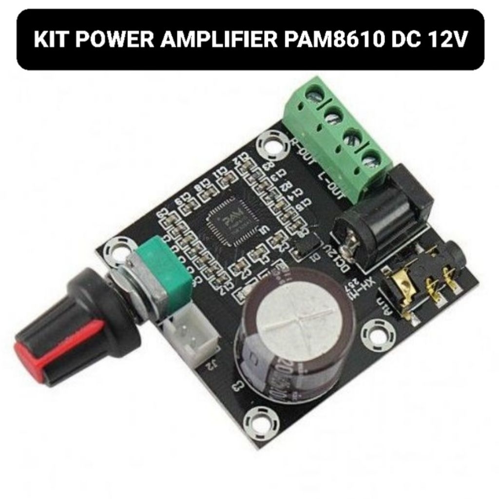 Kit Power PAM8610 + POTENSIO Class D 2x10 Watt Stereo 12 Volt DC Pam 8610
