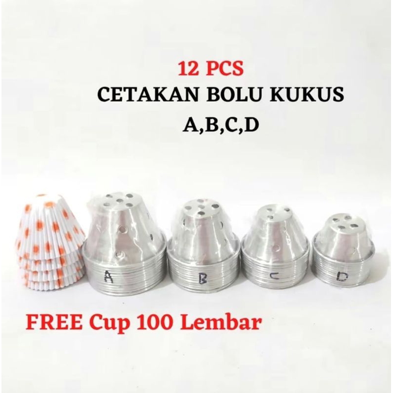 12 PCS Cetakan bolu kukus + 100 lembar kertas kue bolu/ cetakan bolu kukus mekar/ cetakan kukus ting
