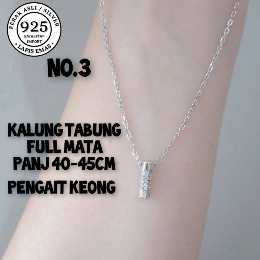 kalung liontin mata crystal perak asli /silver 925 lapis emas putih anti karat kwalitas import k23