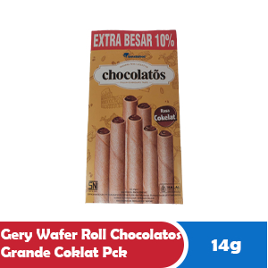

GERY WAFER ROLL CHOCOLATOS GRANDE COKLAT PCK 16/14g