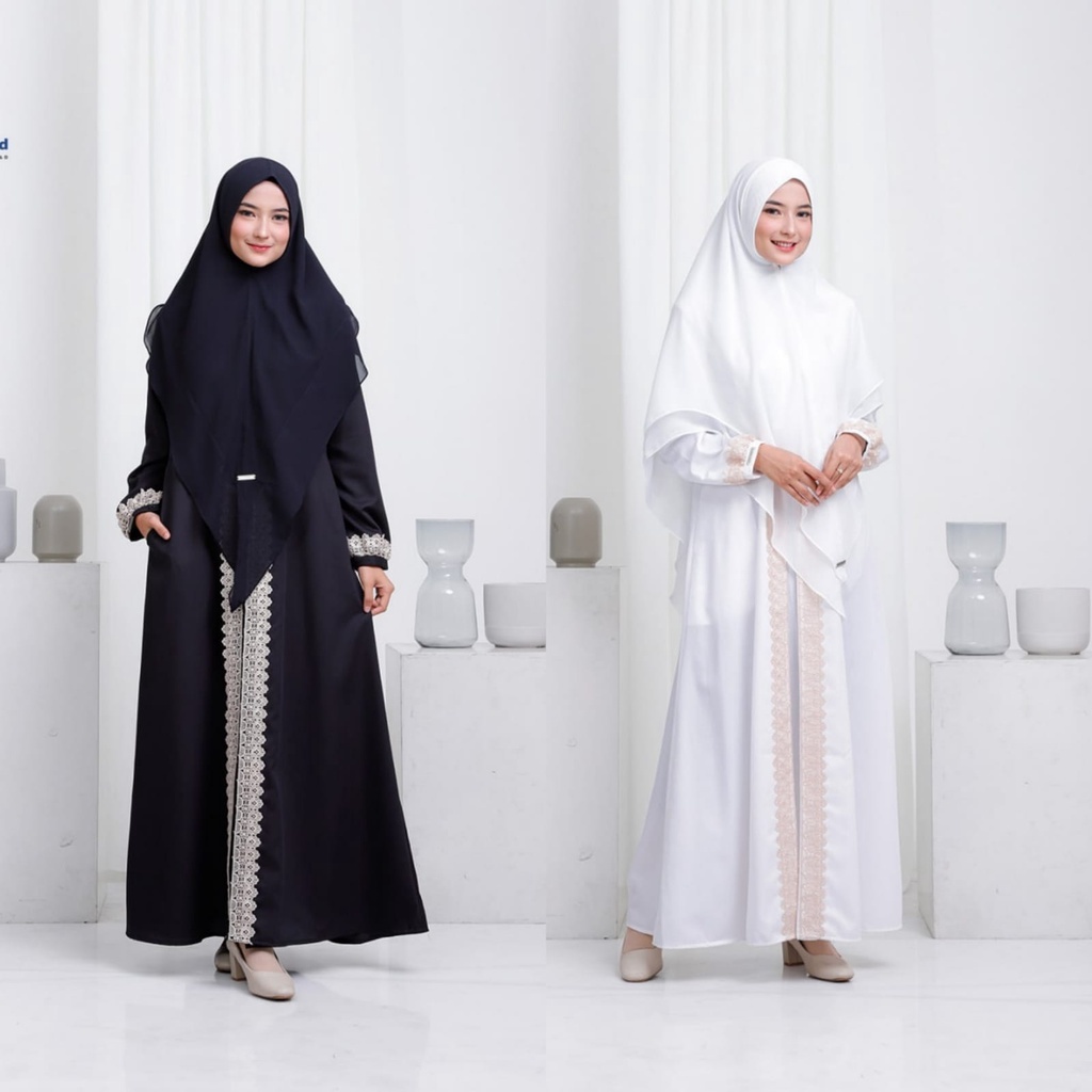 SALE GAMIS PUTIH YASMEERA HUMAIRA/ BAJU GAMIS PUTIH MOTIF ELEGAN BAHAN ADEM by YASMEERA ORI