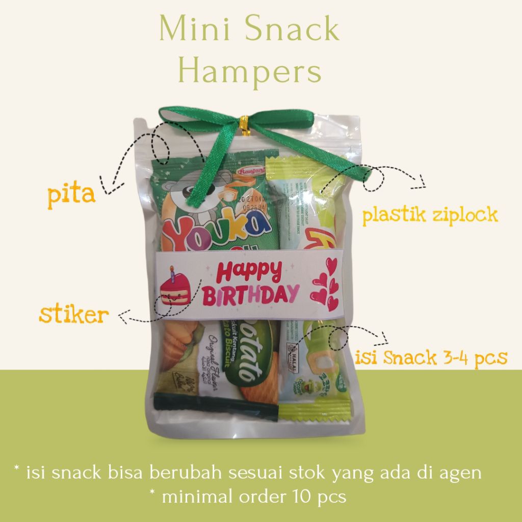 

Hijau - Mini Gift Snack Hampers/ Snack Gift Ulang Tahun Min Order 10pcs