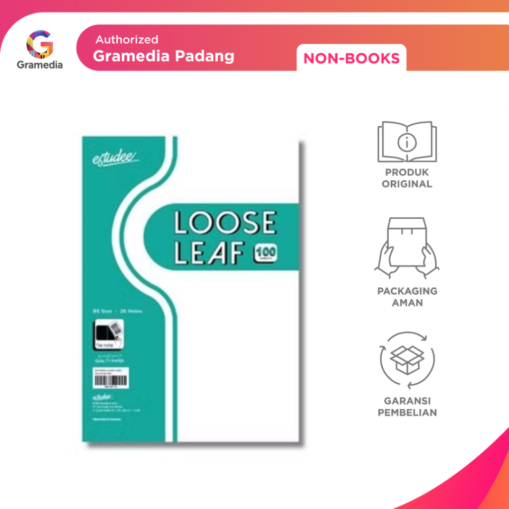 

Gramedia Padang - Estudee Loose Leaf I Polos B5 100 (isi kertas binder)